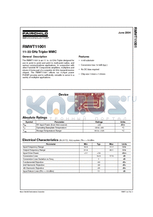 RMWT11001 datasheet - 11-33 GHz Tripler MMIC
