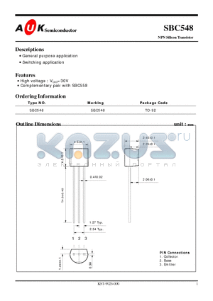 SBC548_1 datasheet - NPN Silicon Transistor