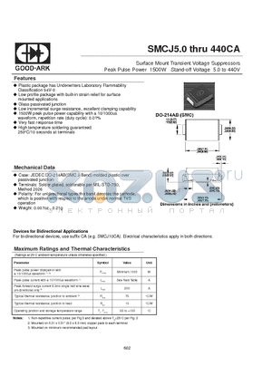 SMCJ17 datasheet - Surface Mount Transient Voltage Suppressors