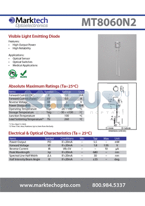 MT8060N2 datasheet - Visible Light Emitting Diode