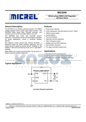 MIC5248-1.2YM5 datasheet - 150mA lCap CMOS LDO Regulator w/Power Good