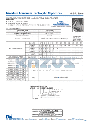 NRE-FL1R0M200V10X12.5F datasheet - Miniature Aluminum Electrolytic Capacitors