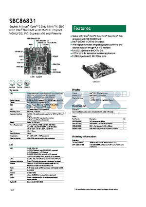 SBC86831 datasheet - 8 USB 2.0 ports and 2 IEEE 1394a ports