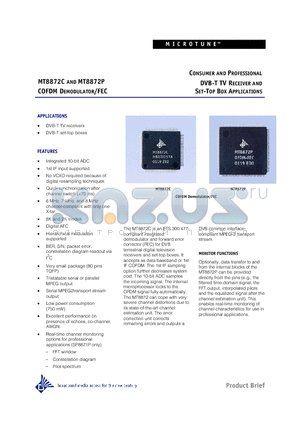 MT8872P datasheet - COFDM DEMODULATOR/FEC