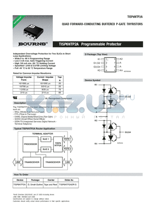 TISP6NTP2A datasheet - QUAD FORWARD-CONDUCTING BUFFERED P-GATE THYRISTORS