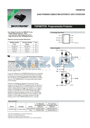 TISP6NTP2B datasheet - QUAD FORWARD-CONDUCTING BUFFERED P-GATE THYRISTORS