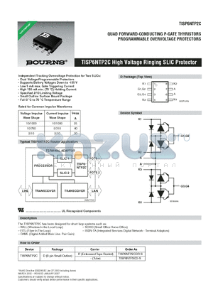 TISP6NTP2C datasheet - TISP6NTP2C High Voltage Ringing SLIC Protector
