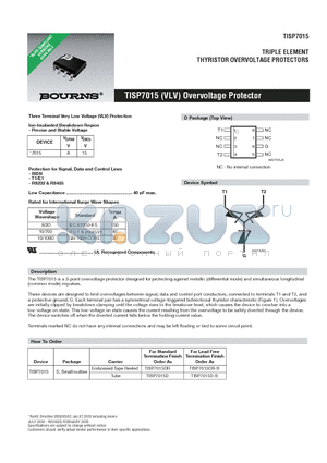 TISP7015DR-S datasheet - Three Terminal Very Low Voltage (VLV) Protection