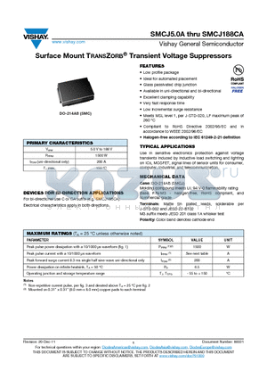 SMCJ18A datasheet - Surface Mount TRANSZORB^ Transient Voltage Suppressors