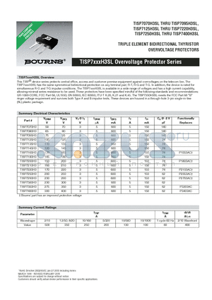 TISP7250H3SL datasheet - TRIPLE ELEMENT BIDIRECTIONAL THYRISTOR OVERVOLTAGE PROTECTORS