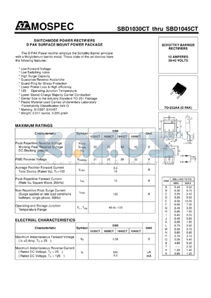 SBD1040CT datasheet - SCHOTTKY BARRIER RECTIFIERS(10A,30-45V)