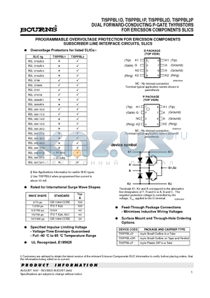 TISPPBL1P datasheet - DUAL FORWARD-CONDUCTING P-GATE THYRISTORS FOR ERICSSON COMPONENTS SLICS