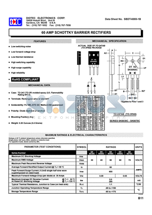 SBDT-6000-1B datasheet - 60 AMP SCHOTTKY BARRIER RECTIFIERS