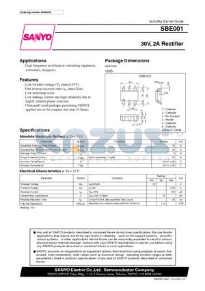 SBE001 datasheet - 30V, 2A Rectifier