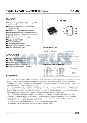 TJ1509AD-3.3 datasheet - 150kHz, 2A PWM Buck DC/DC Converter