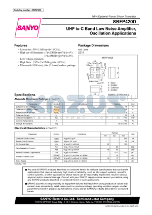 SBFP420D datasheet - UHF to C Band Low Noise Amplifier, Oscillation Applications