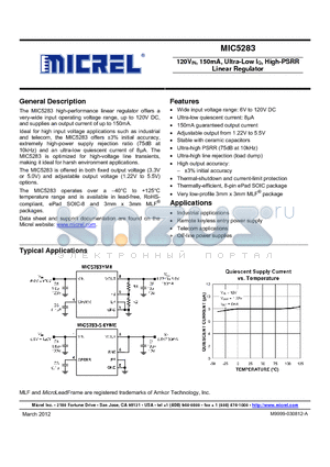 MIC5283-5.0YME datasheet - 120VIN, 150mA, Ultra-Low IQ, High-PSRR Linear Regulator
