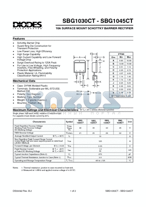 SBG1040CT datasheet - 10A SURFACE MOUNT SCHOTTKY BARRIER RECTIFIER