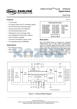 MT89L80ANR1 datasheet - CMOS ST-BUSTM Family