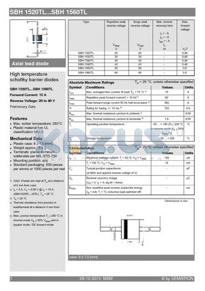 SBH1560TL datasheet - High temperature schottky barrier diodes