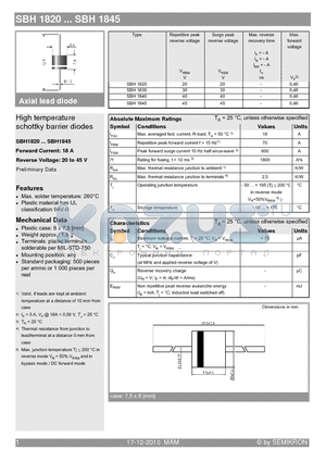 SBH1830 datasheet - High temperature schottky barrier diodes