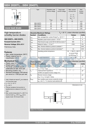 SBH2040TL datasheet - High temperature schottky barrier diodes