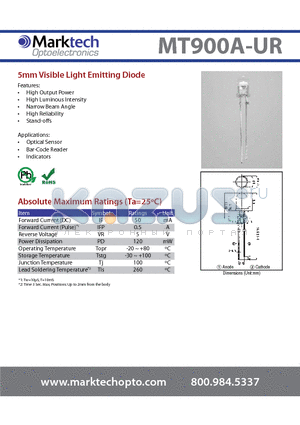 MT900A-UR datasheet - 5mm Visible Light Emitting Diode