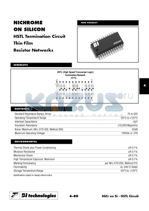 SQS24H01FS7 datasheet - HSTL Termination Circuit Thin Film Resistor Networks
