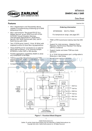 MT90503AG datasheet - 2048VC AAL1 SAR