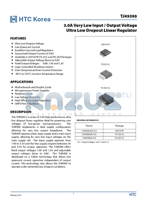 TJ49300 datasheet - 3.0A Very Low Input / Output Voltage Ultra Low Dropout Linear Regulator