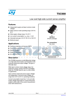 TSC888BILT datasheet - Low cost high-side current sense amplifier