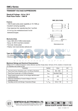 SMCJ28A-CA datasheet - TRANSIENT VOLTAGE SUPPRESSORS