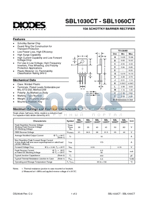 SBL1060CT datasheet - 10A SCHOTTKY BARRIER RECTIFIER