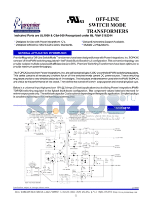 TSD-1489 datasheet - OFF-LINE SWITCH MODE TRANSFORMERS