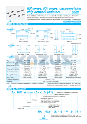 RN1632B datasheet - RN series, RA series, ultra-precision chip network resistors