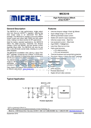 MIC5318-3.3YMT datasheet - High Performance 300mA lCap ULDO