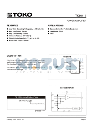 TK10417MTL datasheet - POWER AMPLIFIER