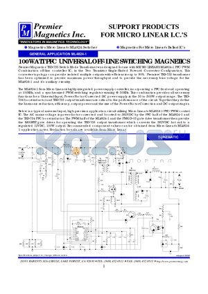 TSD-917 datasheet - SUPPORT PRODUCTS FOR MICRO LINEAR I.C.S