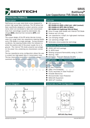 SR05.TCT datasheet - RailClamp^ Low Capacitance TVS Diode Array