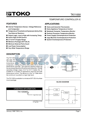 TK11050MTL datasheet - TEMPERATURE CONTROLLER IC