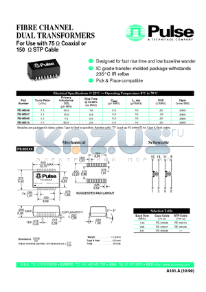 PE-65506 datasheet - FIBRE CHANNEL DUAL TRANSFORMERS For Use with 75 W Coaxial or 150 W STP Cable