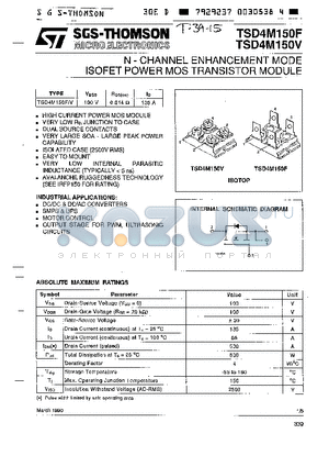 TSD4M150F datasheet - N-CHANNEL ENHANCEMENT MODE ISOFET POWER MOS TRANSISTOR MODULE