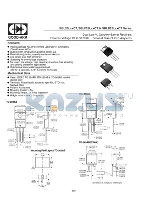 SBL25L30CT datasheet - Dual Low VF Schottky Barrier Rectifiers