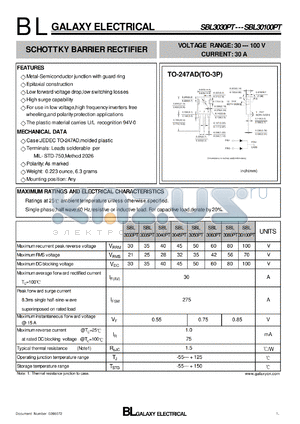 SBL3030PT datasheet - SCHOTTKY BARRIER RECTIFIER