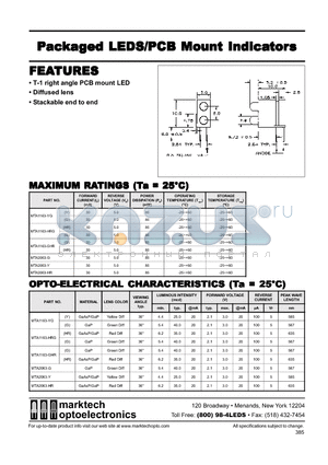 MTA1163-G datasheet - Packaged LEDS/PCB Mount Indicators