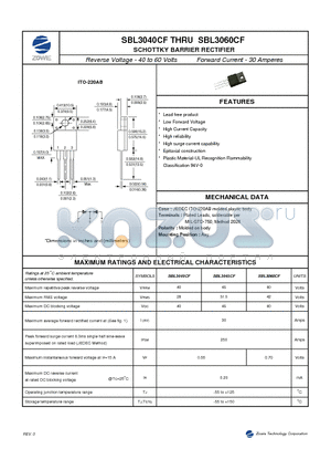 SBL3045CF datasheet - SCHOTTKY BARRIER RECTIFIER