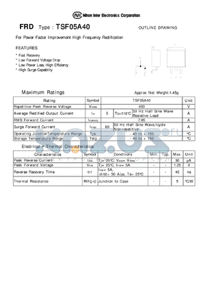 TSF05A40 datasheet - FRD - For Power Factor Improvement High Frequency Rectification