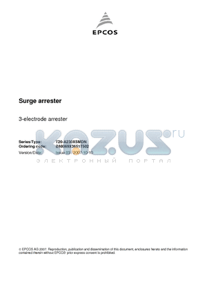 T20-A230XSMDN datasheet - SURGE ARRESTER 2-electrode arrester