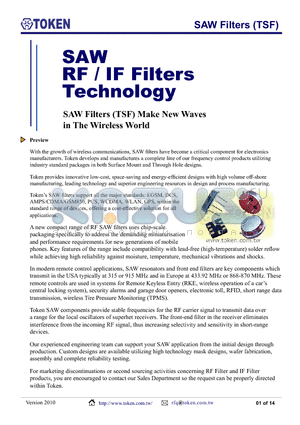 TSF318D00-D1 datasheet - Front End Filters