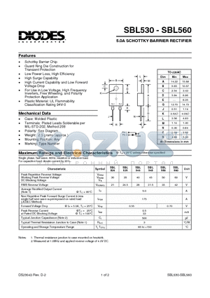 SBL530 datasheet - 5.0A SCHOTTKY BARRIER RECTIFIER